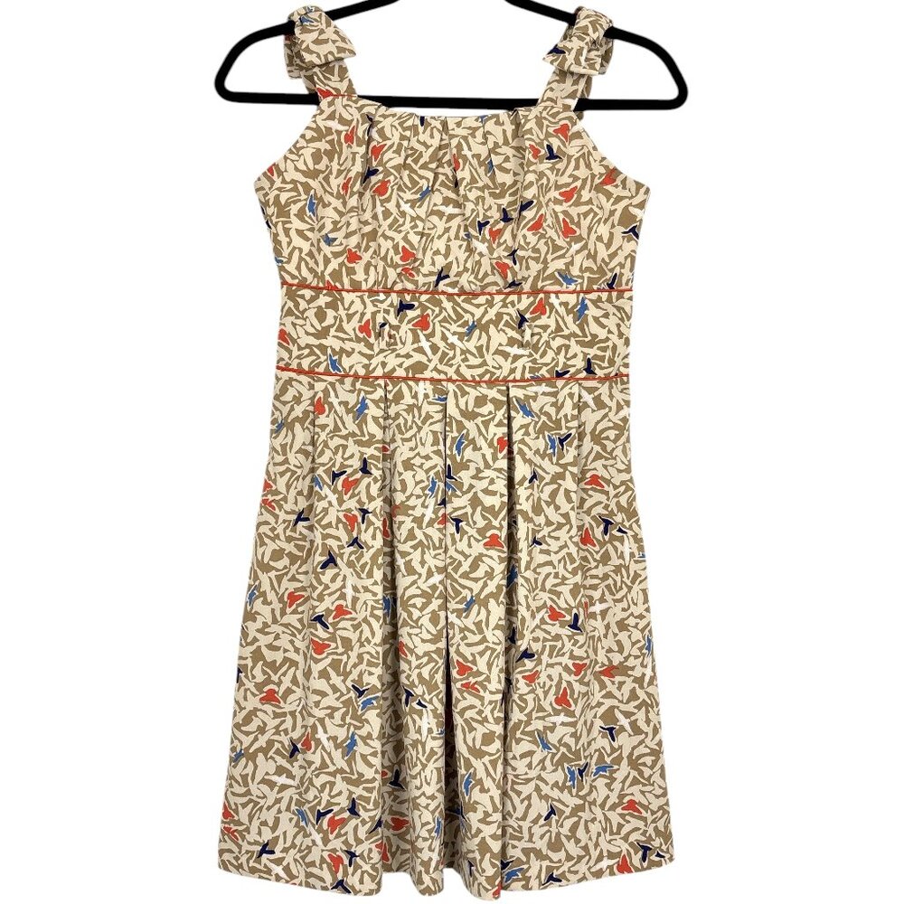 Teeze Me Fit & Flare Sleeveless Dress Juniors Size 7 Beige Whimsical Bird Print